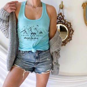 Faith Can Move Mountains Tank Tops, Faith Tank Tops, Religious Tank Tops, Jesus Lover Gifts, Cute Christian Mama Gift, Cute Bible Verse Tees image 3