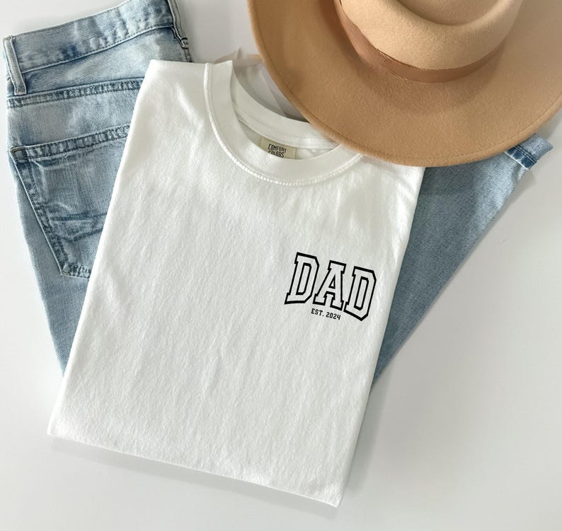 Comfort Colors® Dad Est Year Shirt, Cute Fathers Day Gift, New Dad Shirt, Personalized Dad Shirt, Custom Dad Est Shirt, Custom Papa gift image 2