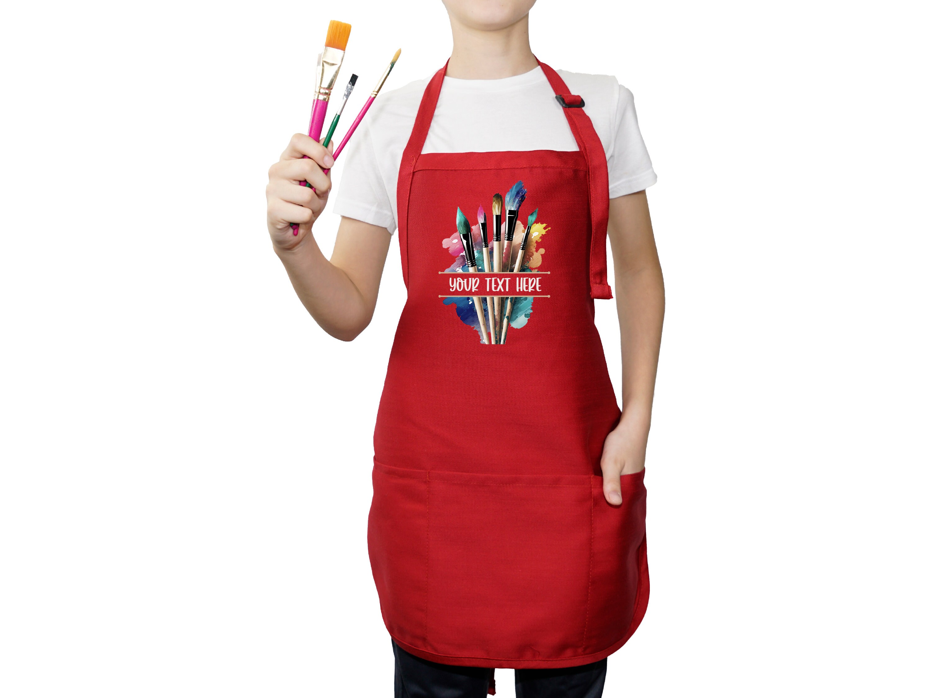 Personalized Art Apron with Pockets, Art Teacher Gift Apron, Art Party Apron, Painting Adults and Kids Apron, Artist Apron, Art Crafts Apron