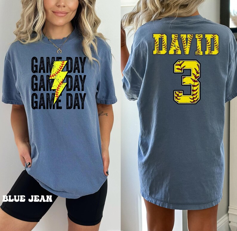 Comfort Colors® Custom Softball Shirt, Softball Number and Name Shirt,Softball mom shirt, Personalized Softball Shirt, Softball Gift Shirt 画像 5