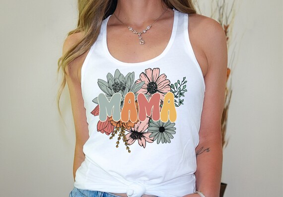 Mama Floral Tank Top, Mothers Day Tank Top, Retro Floral Mama Tank, Retro Mama Flower Tank, Mothers day gift, women tank top, mama shirt