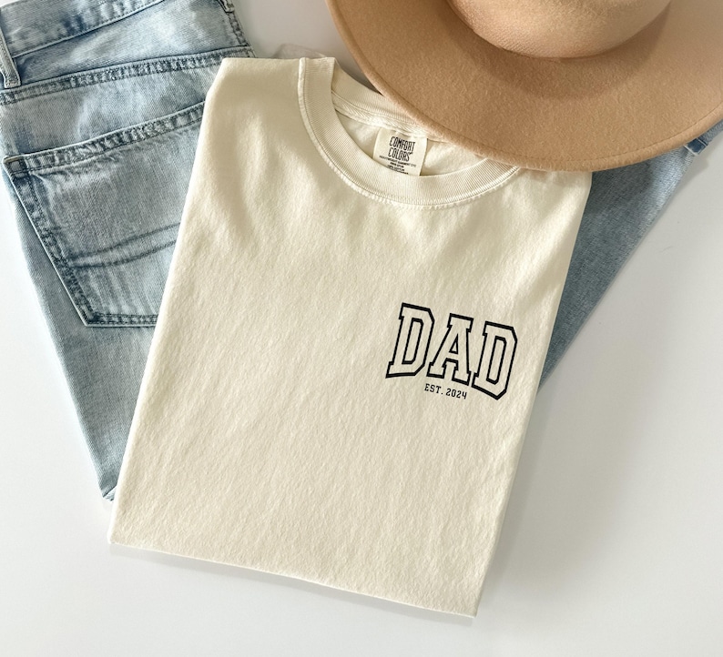Comfort Colors® Dad Est Year Shirt, Cute Fathers Day Gift, New Dad Shirt, Personalized Dad Shirt, Custom Dad Est Shirt, Custom Papa gift image 3