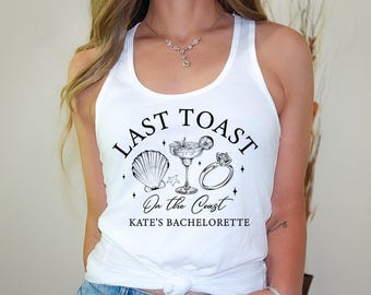 Custom Beach Bachelorette Party Tank Tops, Custom Bachelorette Tanks, Last Toast on the Coast, Funny Nautical Bachelorette Tee, Bach Favors