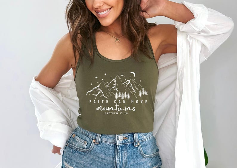 Faith Can Move Mountains Tank Tops, Faith Tank Tops, Religious Tank Tops, Jesus Lover Gifts, Cute Christian Mama Gift, Cute Bible Verse Tees image 5