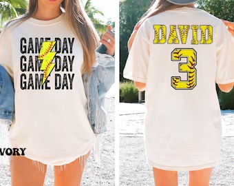 Comfort Colors® Custom Softball Shirt, Softball Number and Name Shirt,Softball mom shirt, Personalized Softball Shirt, Softball Gift Shirt