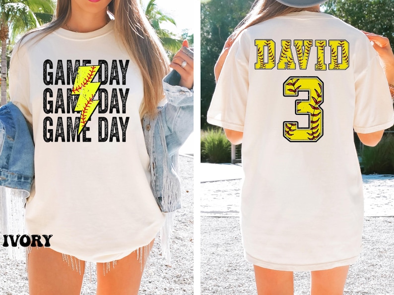 Comfort Colors® Custom Softball Shirt, Softball Number and Name Shirt,Softball mom shirt, Personalized Softball Shirt, Softball Gift Shirt 画像 1