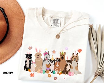 Comfort Colors® Easter Dogs Shirt, Womens Dog Lover Gift, Cute Easter Shirt, Dogs Easter Outfit, Dog Owner Easter Gift, Kids Easter Shirt