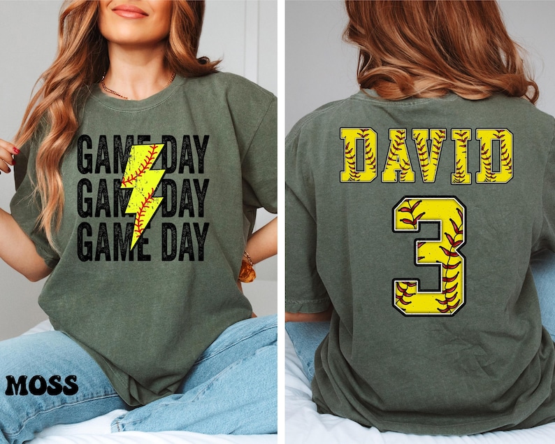 Comfort Colors® Custom Softball Shirt, Softball Number and Name Shirt,Softball mom shirt, Personalized Softball Shirt, Softball Gift Shirt 画像 2