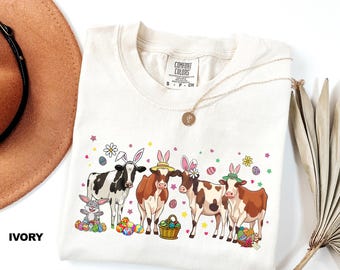 Comfort Colors® Cow Easter Shirt, Cute Easter Shirt, Easter Farm Animal Tee, Funny Easter Day Gift, Cow Easter Shirt, Kids Easter Shirt