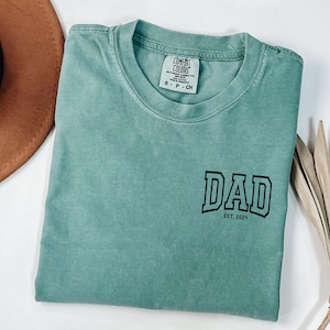 Comfort Colors® Dad Est Year Shirt, Cute Fathers Day Gift, New Dad Shirt, Personalized Dad Shirt, Custom Dad Est Shirt, Custom Papa gift image 1