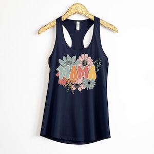 Mama Floral Tank Top, Mothers Day Tank Top, Retro Floral Mama Tank, Retro Mama Flower Tank, Mothers day gift, women tank top, mama shirt image 6