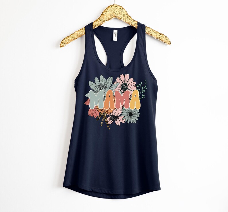Mama Floral Tank Top, Mothers Day Tank Top, Retro Floral Mama Tank, Retro Mama Flower Tank, Mothers day gift, women tank top, mama shirt image 6