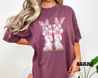 Comfort Colors® Western Easter Shirt, Western Bunny Egg Shirt, Gift for Easter, Bunny Ears Shirt, Women Easter Shirt, Happy Easter Day Tee