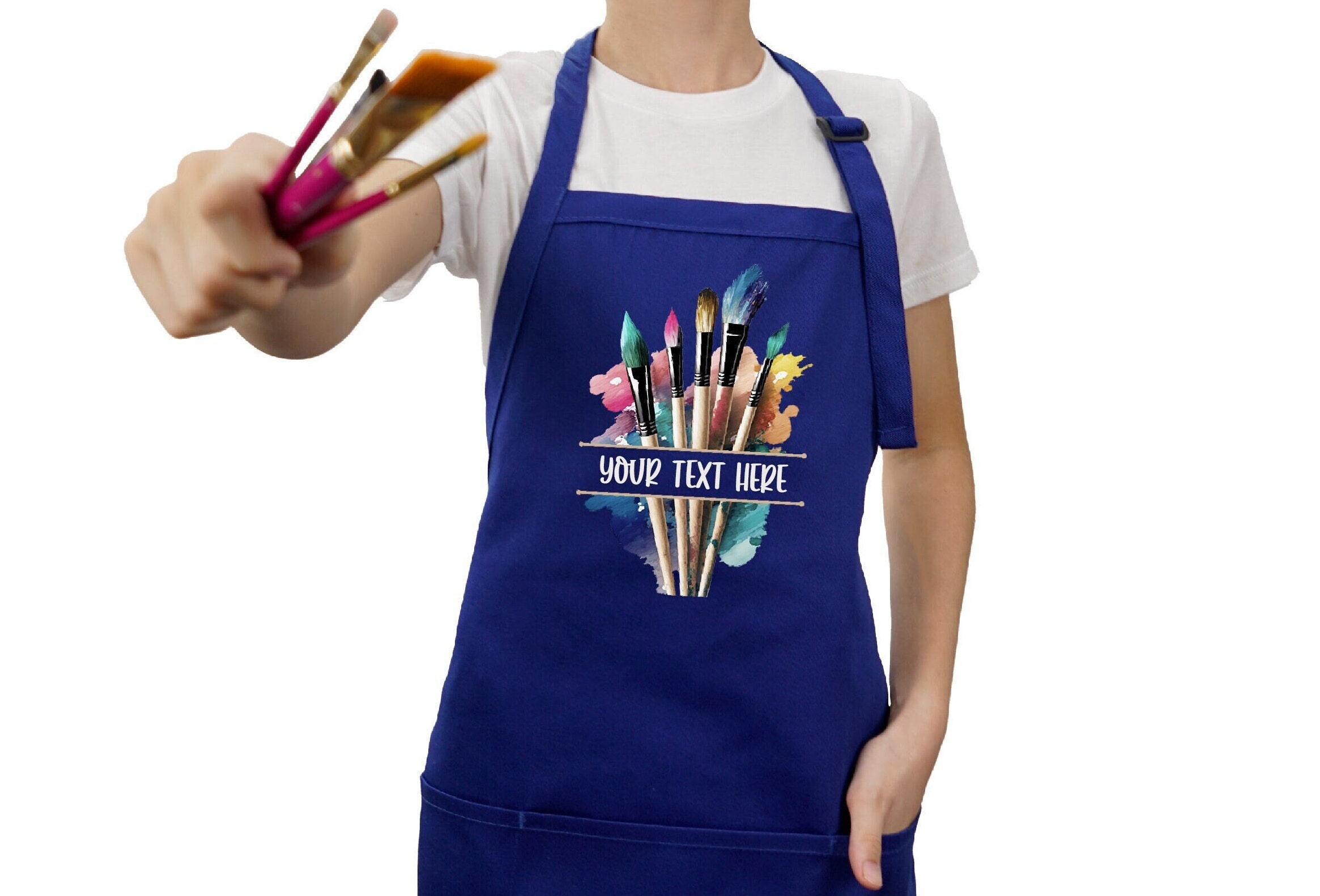 Personalized Art Apron with Pockets, Art Teacher Gift Apron, Art Party Apron, Painting Adults and Kids Apron, Artist Apron, Art Crafts Apron