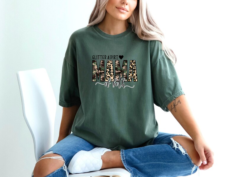 Comfort Colors® Mama Shirt, Mama Of Both Shirt, Camo Mama Tee, Mothers Day gift, Women's Leopard Mom Shirt, Mothers Day Apparel, Mom gift image 1