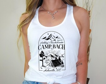Custom Camping Bachelorette Tank Tops, Custom Bachelorette Party Camp Tanks, Mountain Bride Tanks, Lake Bachelorette Tees, Bach Favors Tee