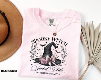 Comfort Colors® Vintage Witch Social Club Shirts, Spooky Witch Shirt, Funny Witch Shirt, Womens Halloween, Witchy Vibes, Halloween Gift