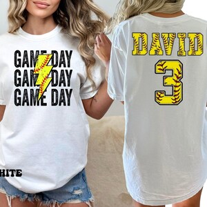 Comfort Colors® Custom Softball Shirt, Softball Number and Name Shirt,Softball mom shirt, Personalized Softball Shirt, Softball Gift Shirt 画像 4