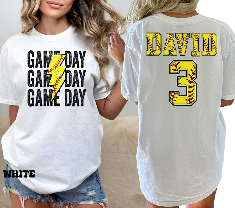 Comfort Colors® Custom Softball Shirt, Softball Number and Name Shirt,Softball mom shirt, Personalized Softball Shirt, Softball Gift Shirt 画像 4