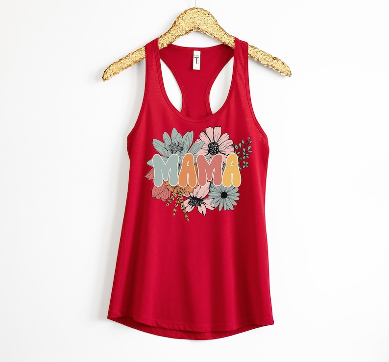 Mama Floral Tank Top, Mothers Day Tank Top, Retro Floral Mama Tank, Retro Mama Flower Tank, Mothers day gift, women tank top, mama shirt image 7