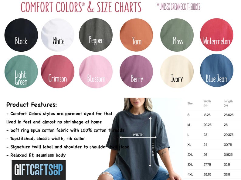 a women's t - shirt with different colors and sizes