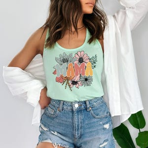 Mama Floral Tank Top, Mothers Day Tank Top, Retro Floral Mama Tank, Retro Mama Flower Tank, Mothers day gift, women tank top, mama shirt image 5