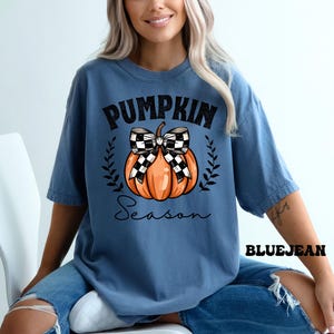 Comfort Colors® Pumpkin Season Shirts, Thanksgiving Shirts, Pumpkin Bow Shirt, Happy Thanksgiving, Cozy Pumpkin Sweater, Women's Fall Shirts image 4
