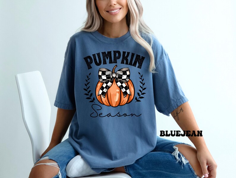 Comfort Colors® Pumpkin Season Shirts, Thanksgiving Shirts, Pumpkin Bow Shirt, Happy Thanksgiving, Cozy Pumpkin Sweater, Women's Fall Shirts image 4