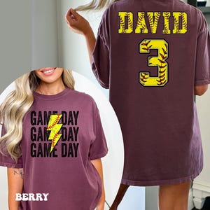 Comfort Colors® Custom Softball Shirt, Softball Number and Name Shirt,Softball mom shirt, Personalized Softball Shirt, Softball Gift Shirt 画像 6