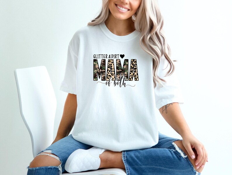 Comfort Colors® Mama Shirt, Mama Of Both Shirt, Camo Mama Tee, Mothers Day gift, Women's Leopard Mom Shirt, Mothers Day Apparel, Mom gift image 2