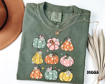 Retro Pumpkin Shirt, Floral pumpkin tshirt, Fall Shirt, Farm Fresh Pumpkins Shirt, Women's Fall Shirt, Cute Pumpkin Shirt, Pumpkin Patch Tee