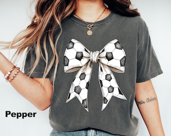 Comfort Colors® Cute Soccer Shirt, Funny Soccer Bow Shirt, Soccer Lover Gift, Cute Game Day Shirt, Soccer Season Shirt, Soccer Mom Shirt