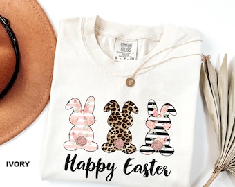 Comfort Colors® Happy Easter Shirt, Retro Easter Bunny Shirt, Funny Easter Day Shirt, Easter Shirt, Womens Easter Shirt, Bunny Graphic Tee