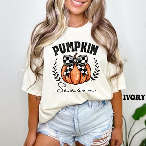 Comfort Colors® Pumpkin Season Shirts, Thanksgiving Shirts, Pumpkin Bow Shirt, Happy Thanksgiving, Cozy Pumpkin Sweater, Women's Fall Shirts image 5