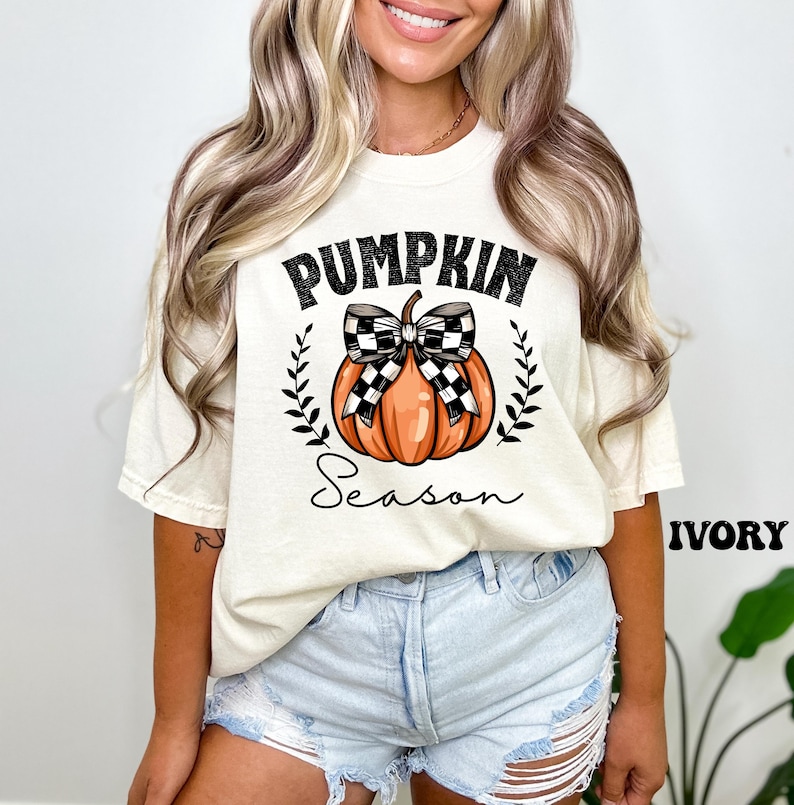 Comfort Colors® Pumpkin Season Shirts, Thanksgiving Shirts, Pumpkin Bow Shirt, Happy Thanksgiving, Cozy Pumpkin Sweater, Women's Fall Shirts image 5