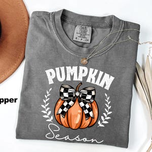 Comfort Colors® Pumpkin Season Shirts, Thanksgiving Shirts, Pumpkin Bow Shirt, Happy Thanksgiving, Cozy Pumpkin Sweater, Women's Fall Shirts image 6