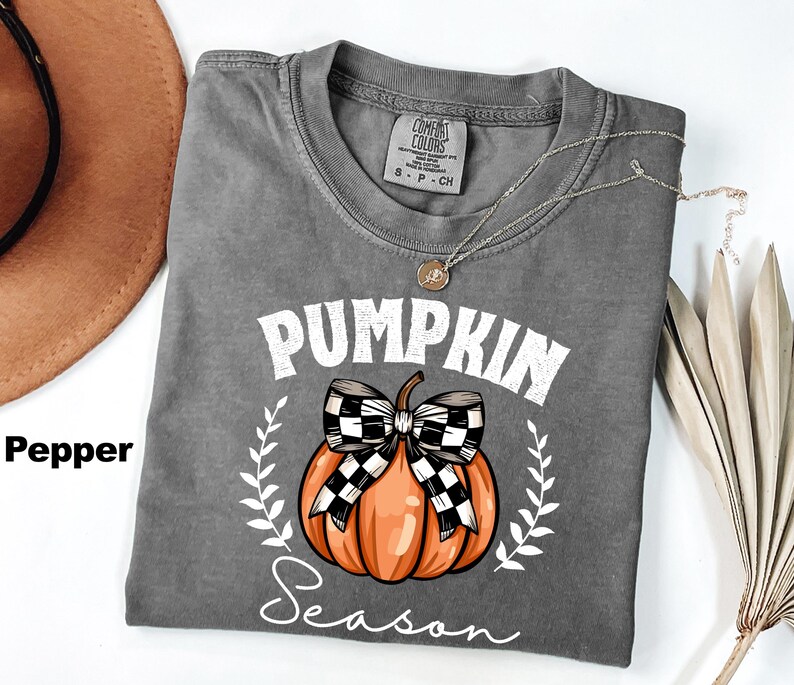 Comfort Colors® Pumpkin Season Shirts, Thanksgiving Shirts, Pumpkin Bow Shirt, Happy Thanksgiving, Cozy Pumpkin Sweater, Women's Fall Shirts image 6