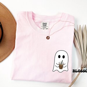 Comfort Colors® Ghost Drinking Coffee Shirt, Pocket Ghost Shirt, Little Ghost Tee, Ghost Iced Coffee Tee, Coffee LoversTee, Boo Ghost Shirt image 7