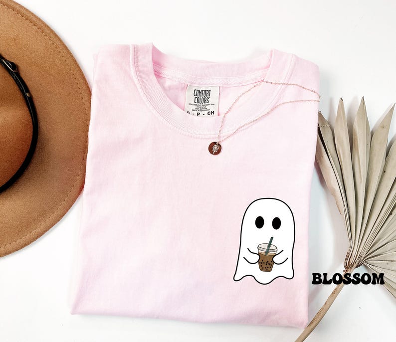 Comfort Colors® Ghost Drinking Coffee Shirt, Pocket Ghost Shirt, Little Ghost Tee, Ghost Iced Coffee Tee, Coffee LoversTee, Boo Ghost Shirt image 7
