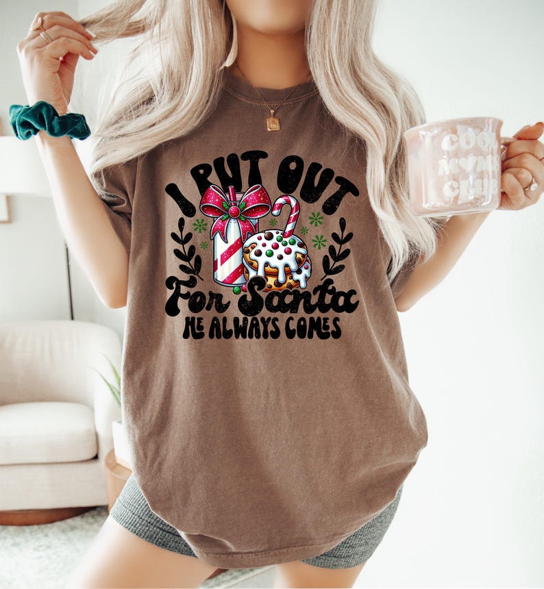 Comfort Colors® Put Out For Santa Tee, Funny Christmas Cookies Shirt, Merry Christmas shirt, Womens Christmas, Holiday Shirt, Christmas Gift image 1