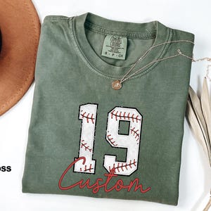 Comfort Colors® Custom Baseball Number Shirt, Baseball Fan Shirt, Personalized Baseball Tee, School Mascot Shirt, Baseball Game Day Shirt
