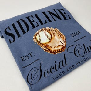 Comfort Colors® Sideline Social Club Shirt, Baseball Shirt, Funny Baseball Shirt, Baseball Fan Shirt, Game Day Shirt, Baseball Mom Tee