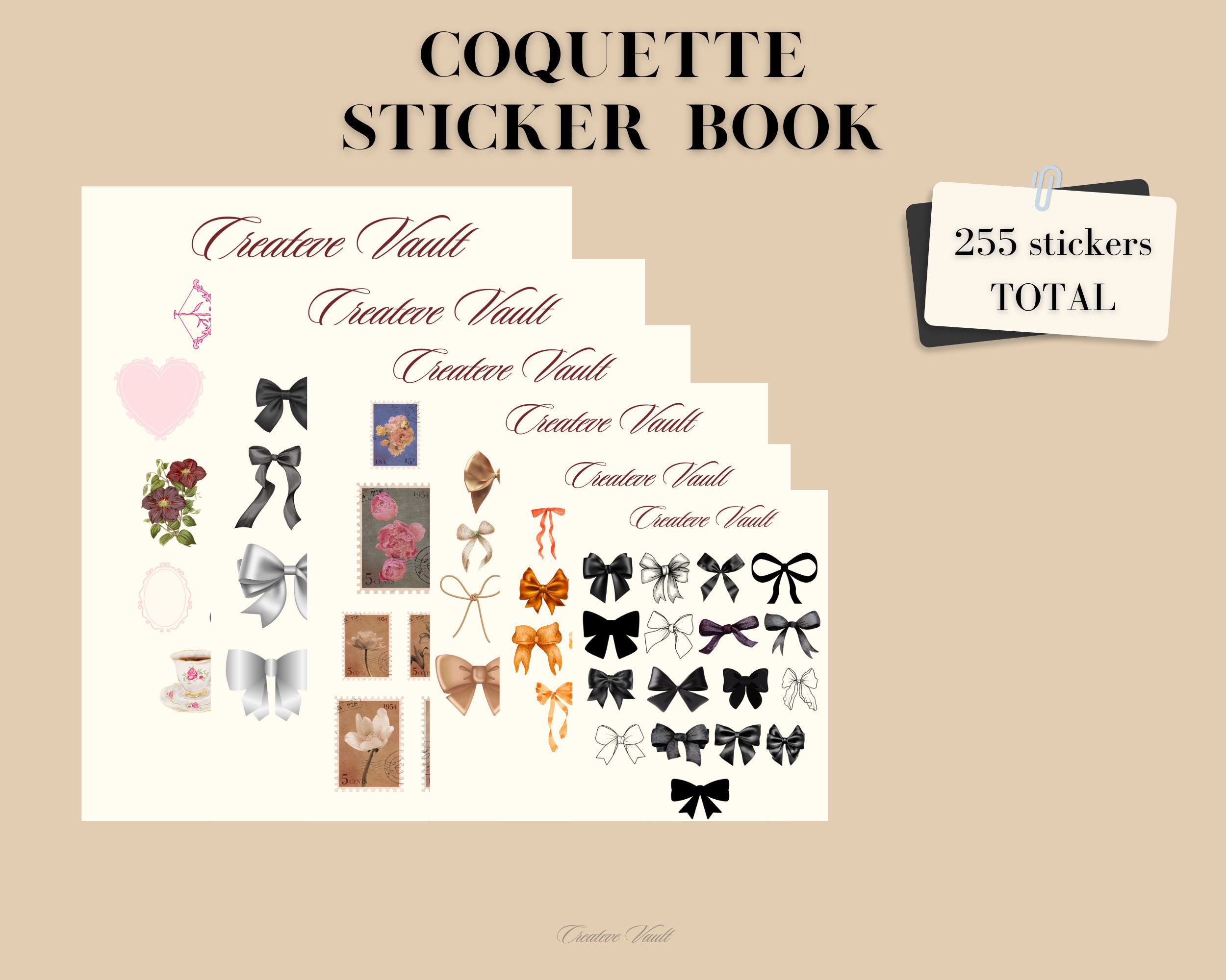 Coquette Sticker Book, Digital Download, Digital Stickers, Instant  Download, PNG Stickers, Pre-cropped Goodnotes Stickers 