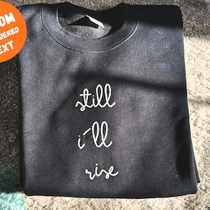 embroidered crewneck inspirational phrase custom embroidery pro democracy human rights, feminism, women's march image 1