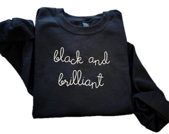 Custom Chain Stitch Embroidered Sweatshirt • Personalized Text • Black and Brilliant • Lingua Franca Apparel