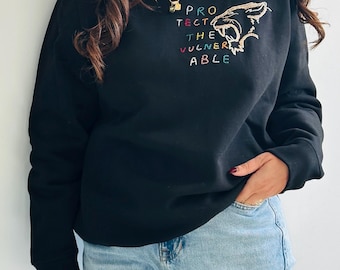 embroidered crewneck custom embroidery pro democracy human rights sweatshirt women's march