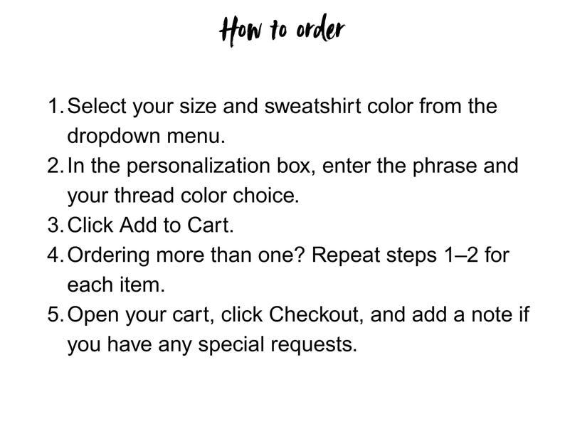 embroidered crewneck inspirational phrase custom embroidery pro democracy human rights, feminism, women's march image 6