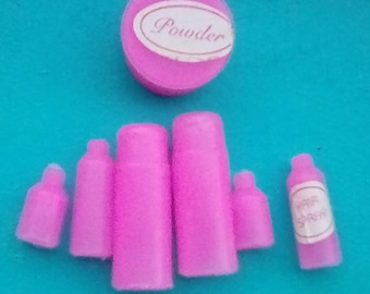 Fashion Doll house clear Pink powder Salon Vanity bath accessories