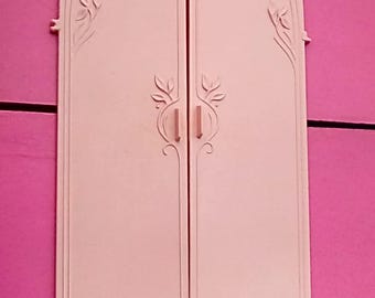 Pink Roses doll house Armoire Doors 80s