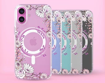 Floral Clear Phone Case - Blush Pink Roses - Regency Aesthetic